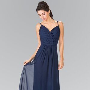 NEW LONG OFF THE SHOULDER SLEEVELESS A-LINE CHIFFON GOWN WITH ZIPPER BACK GL2374